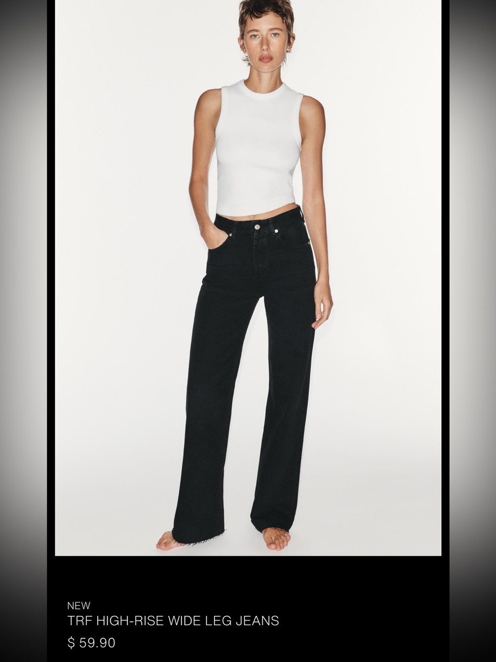 Zara High-Rise Wide Leg Jeans — Black